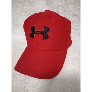 Under Armour Red Baseball Cap hat‎ Black Logo Youth Classic Fit S/M Fitted